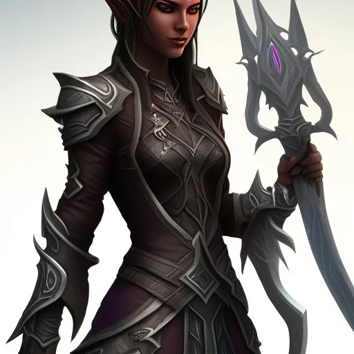 night elf assassin black leather gray skin