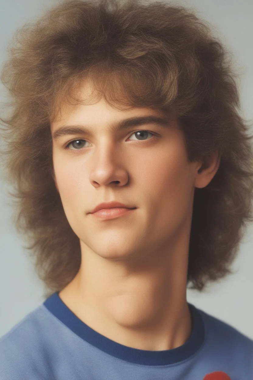 full color image, 1980's yearbook photo, teenager, Edward Van Halen, 14 years old, photorealistic, --ar 9:16 --style raw