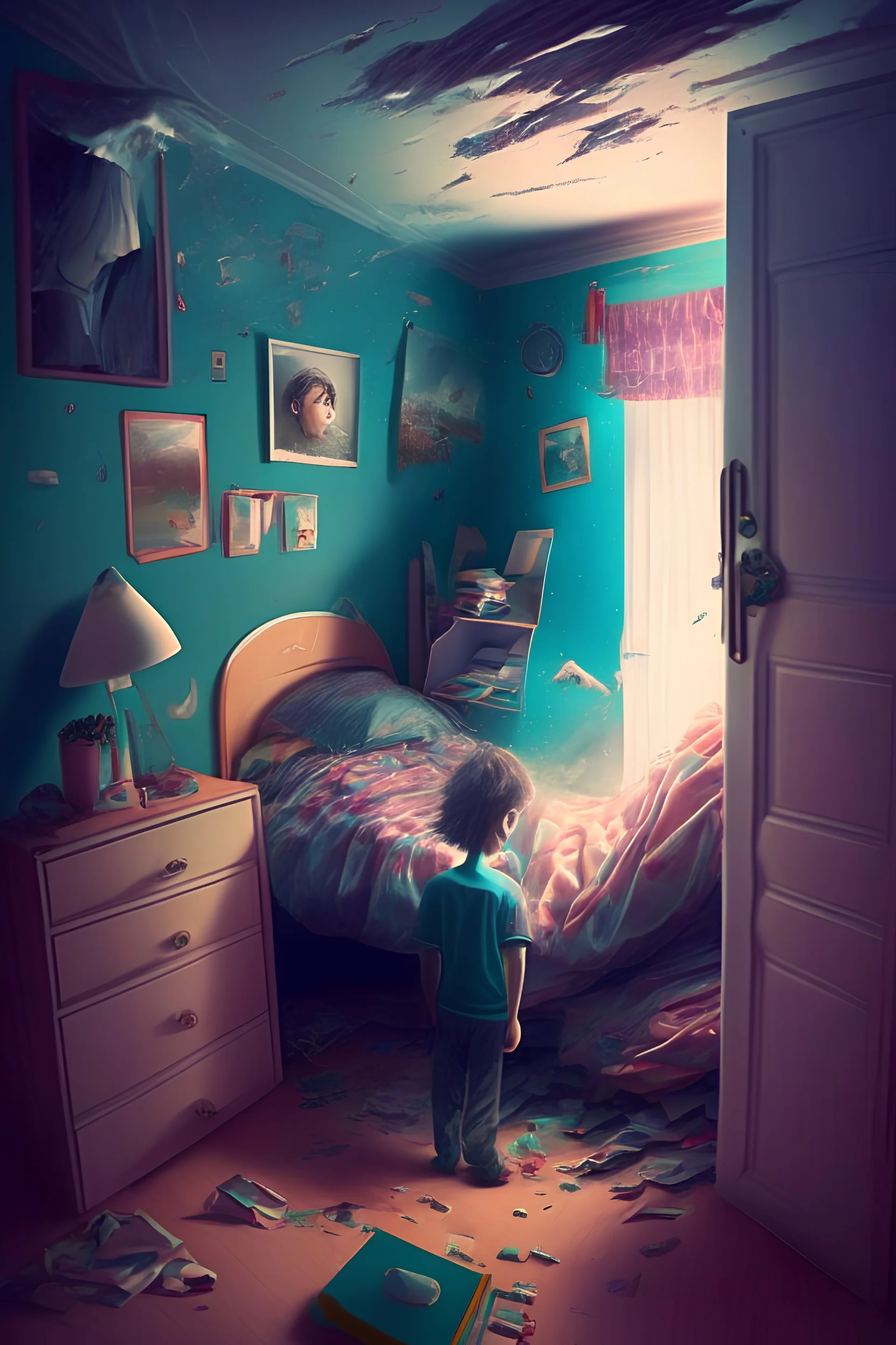 make an image where teengirl is changing his close in his room