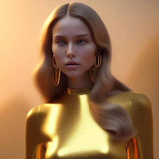 beautiful cosmic golden woman, long hair, nice smiling, magic glamour make up, delicate colors, beautiful glamour galactic golden dress, ultra sharp focus, 8k, unreal engine 5, extremely sharp detail, light effect, soft light atmosphere of a spaceship, smooth, full of details, face in front, complete vision of body