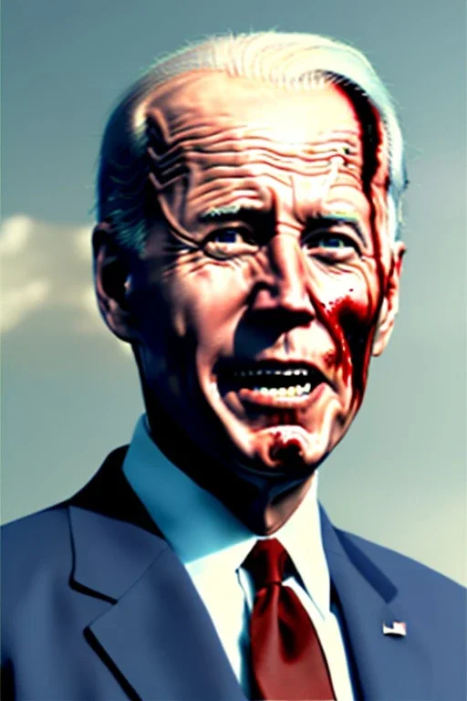 realistic image, joe biden zombie, arm cut and bleeding, night, walking twisted, waist up view, 80s, dark ambient, highly detailed, sky background, concept art, unreal engine 5, god rays, ray tracing, RTX, lumen lighting, ultra detail, volumetric lighting, 3d, finely drawn, high definition, high resolution.