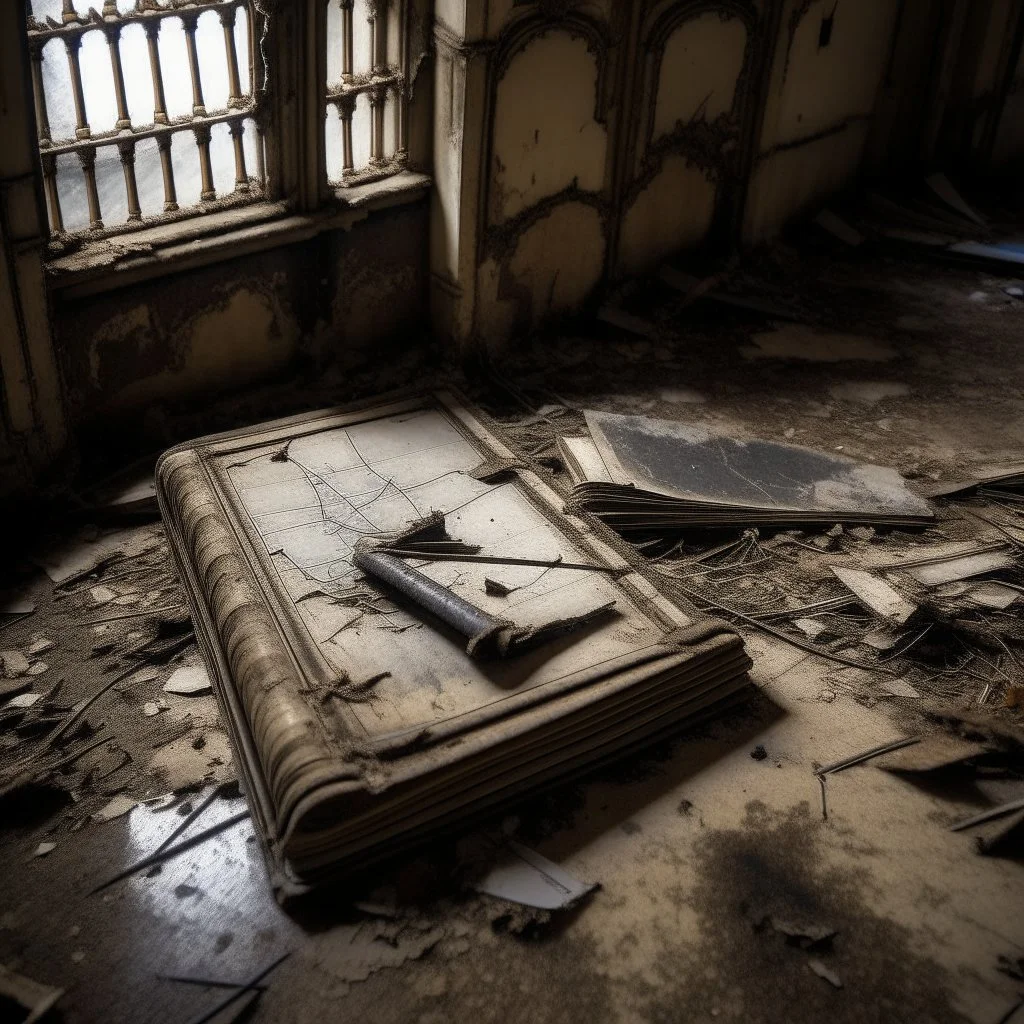 una libreta en un castillo abandonado