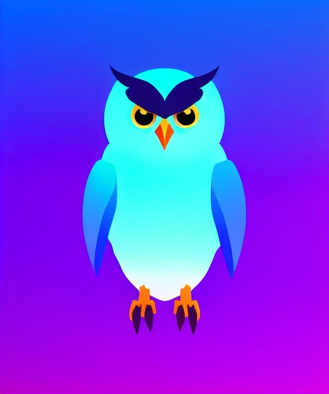 cute, full body owl gradient, one color background