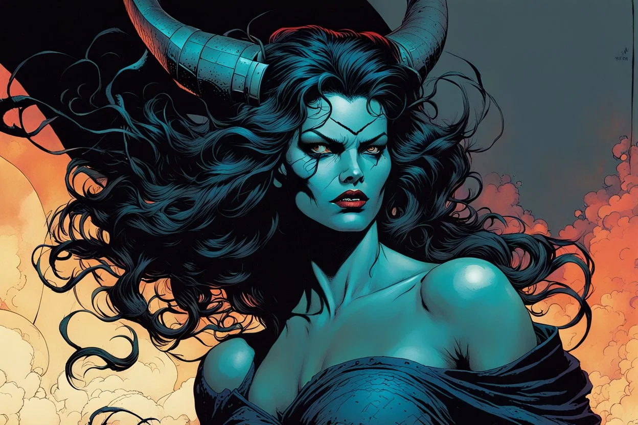 create a terrifying, ethereal, otherworldly seductive ancient female succubus , in the comic book art style of Mike Mignola, Bill Sienkiewicz, John Romita Jr., Leonardo Romero, Simone D'ARMINI, and Jean Giraud Moebius, with highly detailed and sharply defined feminine facial features , finely penciled and inked , dramatic natural lighting