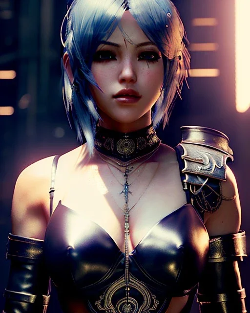 Nier, yorha, 2b, clear complexion, waist up portrait, 8k resolution, intricate details, ornate details, soft lighting, vibrant colors, retroanime, masterpiece, intricate eyeliner, dark eyeshadow, eyes, intricate tattoos, futuristic cityscape background