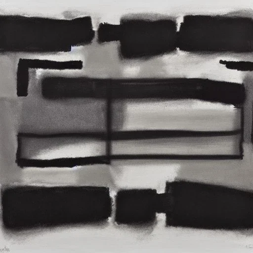 abstract artwork of black and white rectangles, oil on canvas, black and white, smudged charcoal, in the style of esteban vicente, in the style of mark rothko