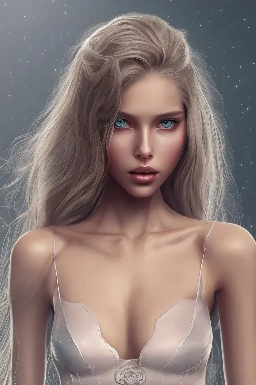 Scarlett Leithold full body with long blonde hair ultra detailed face art cinematic tick blue and red sky