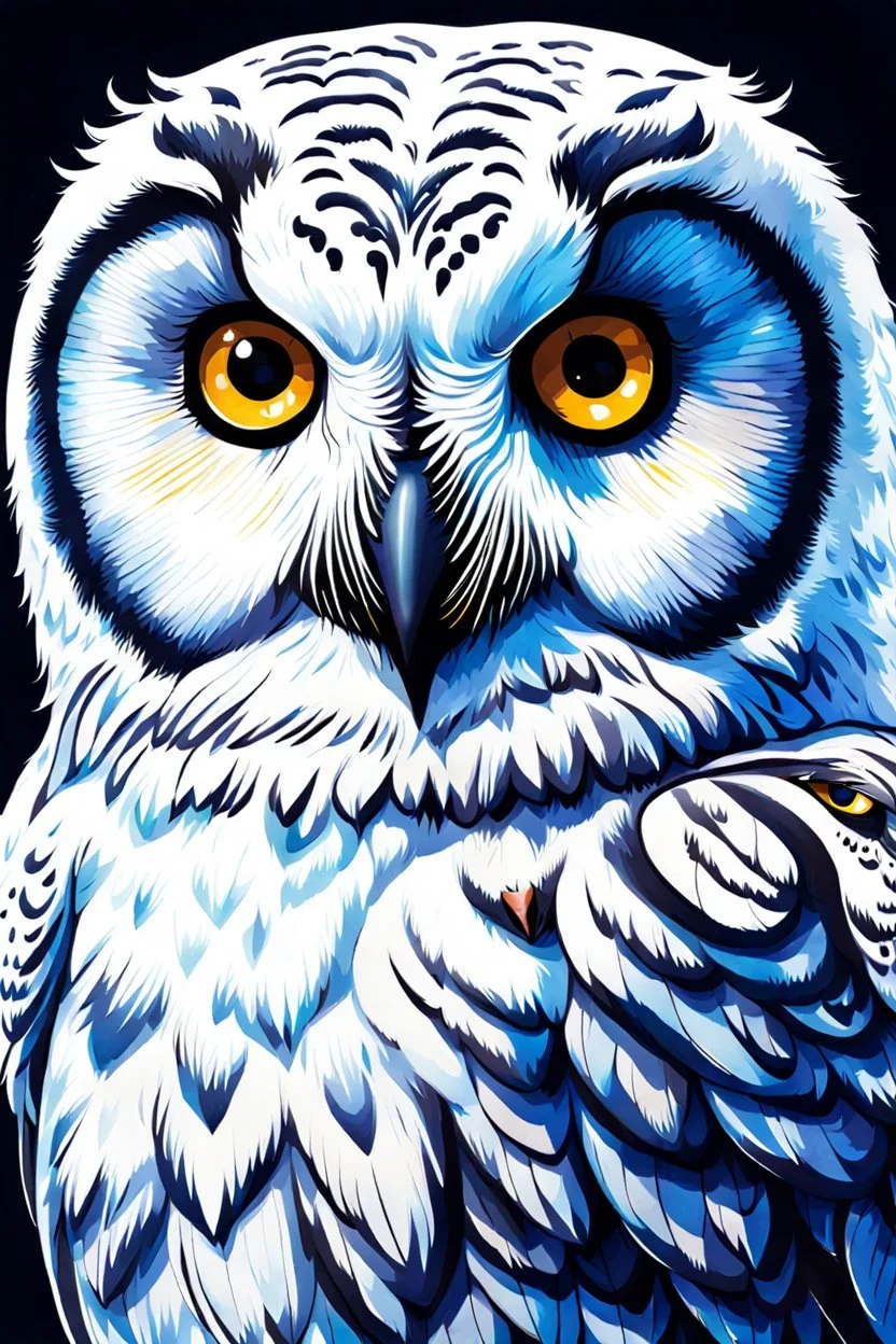 oil with watercolor underpainting of a graphic novel style wizened Snowy Owl with highly detailed feathers and facial features , with a fine art aesthetic, highly detailed , realistic , 4k UHD cinegraphic quality