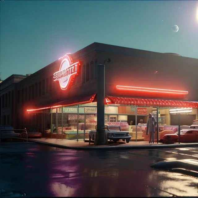 Ultra Realistic retro sci-fi burst Supermarket parking scene, 1960 year, blonde woman, sweet scarlet Johansson face, perfect iris, glow eyes, face makeup, tight latex coat; many panic people looking, Retro sci-fi style, soft color, highly detailed, unreal engine 5, ray tracing, RTX, lumen lighting, ultra detail, volumetric lighting, 3d, finely drawn, high definition, high resolution.