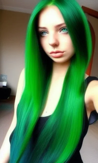 girl, cute, beautiful, green hair