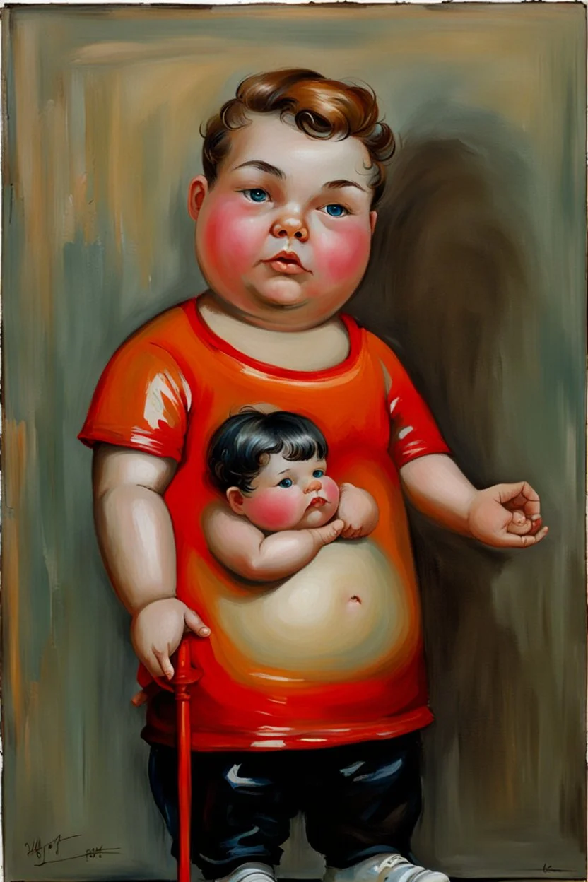 Big plastic fat Boy doll.19th painting