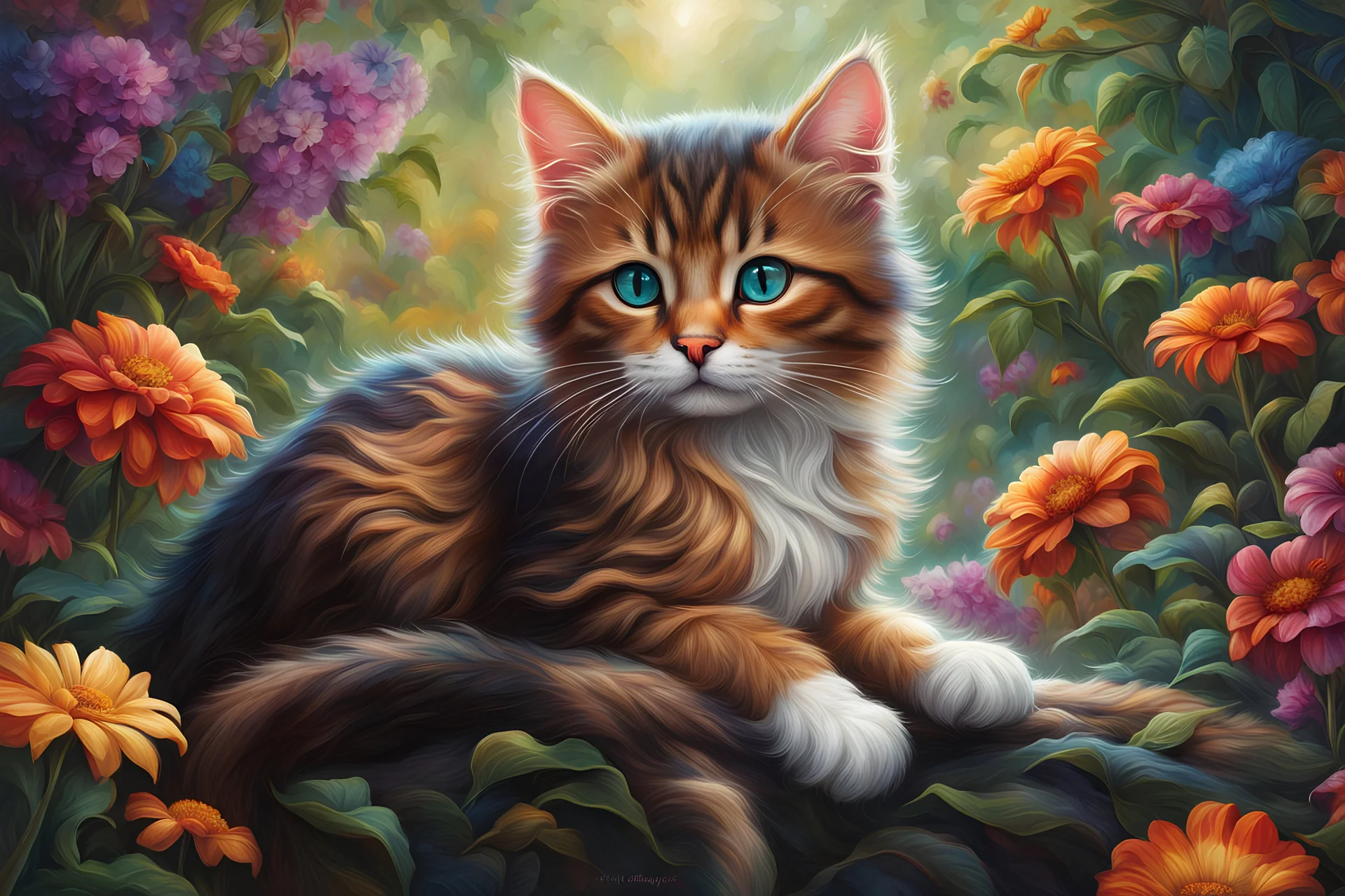 Adorable mysterious kitten, beautiful arcane cat, kitten goddess, insanely detailed artwork by Awwchang, Ferdinand Knab, Artgerm Lau, Anne Stokes, Josephine Wall, Leonid Afremov, vibrant deep colors, magnificent hyperdetailed, maximalist, HDR, 16k resolution, trending on ArtStation, CGSociety, sharp focus, stained glass background resolution HDR