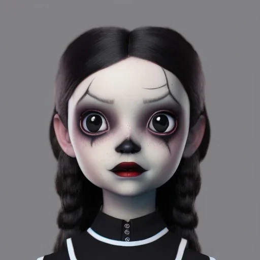 Jenna ortega with wednesday addams black dress,soft goth libstick, wednesday addams make up, overknee socks, dramatic lighting, highly detailed oil painting, volumetric lighting