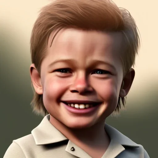 Brad Pitt toddler, smile, full body, hyper realistic