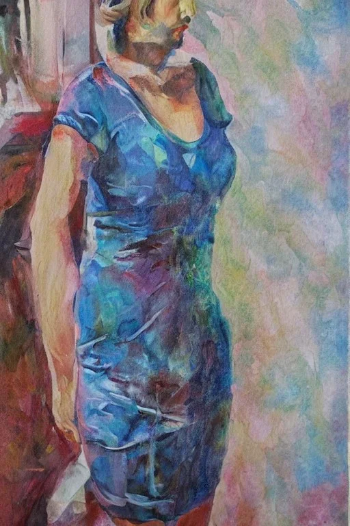 Full body portrait, painting, medium shot lady Pino