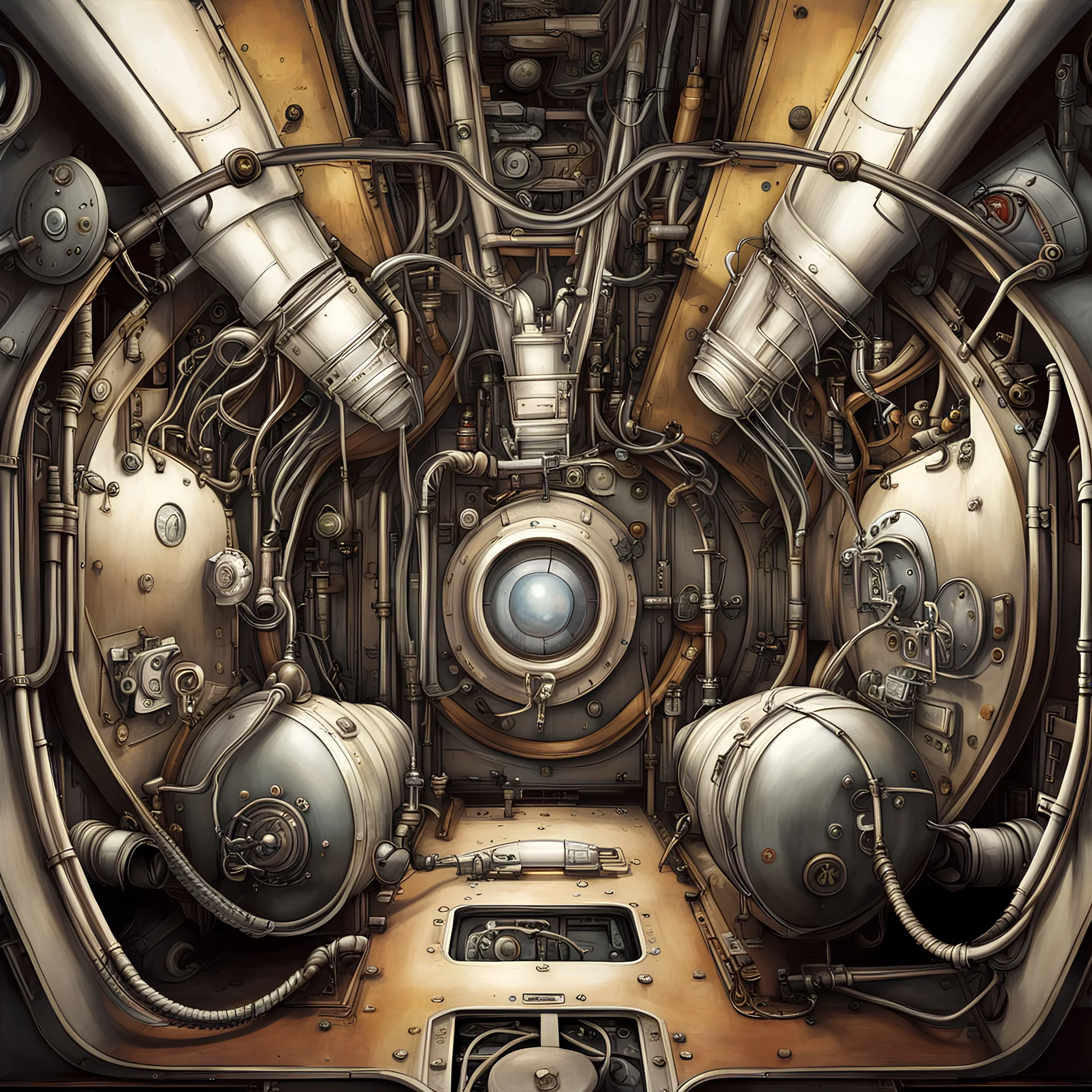 Photorealistic industrial edge, Brian Despain, hyperbaric chamber infinity stretch, maximalism