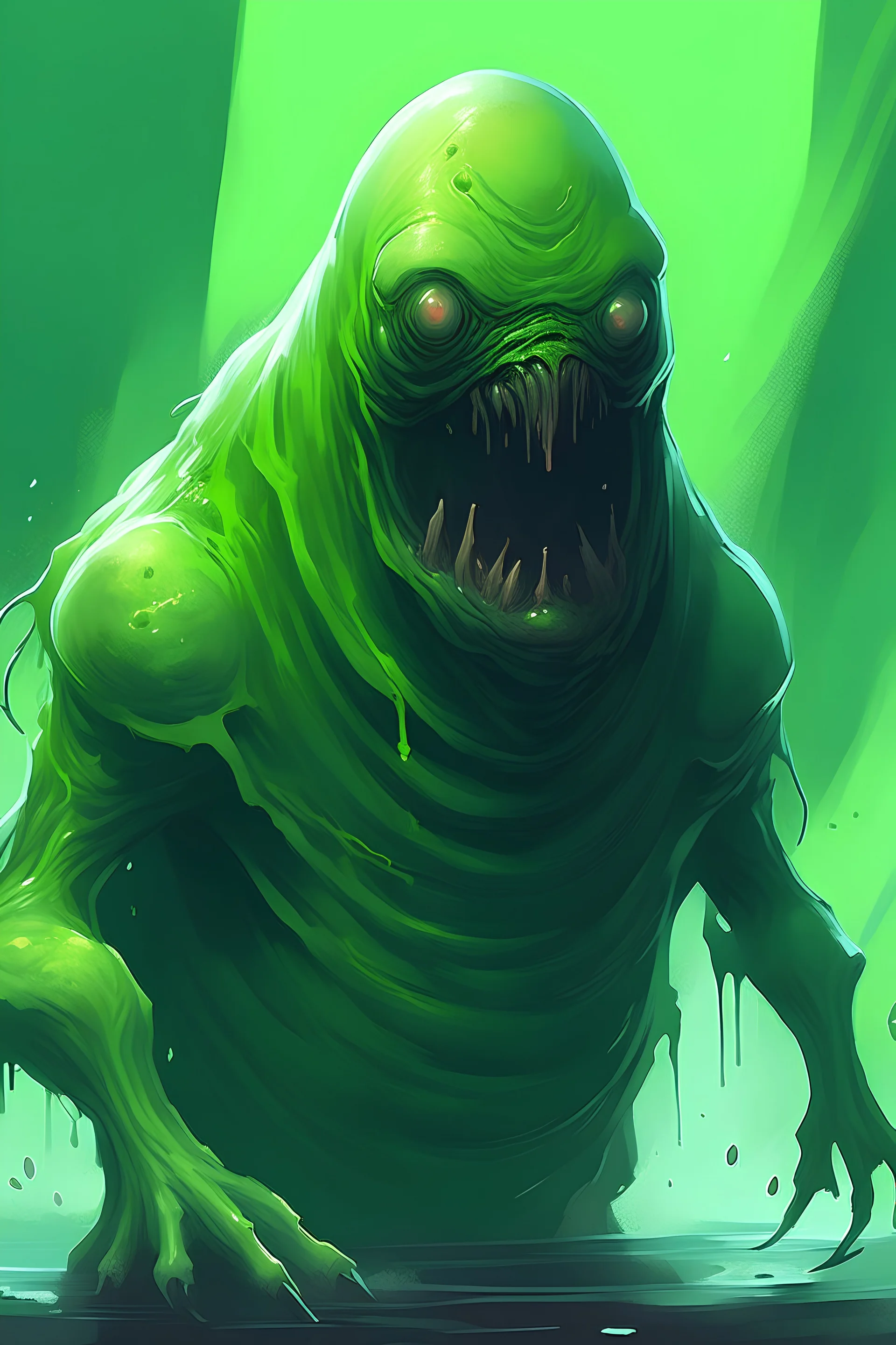 Terrifying image of a slime person dnd artstyle