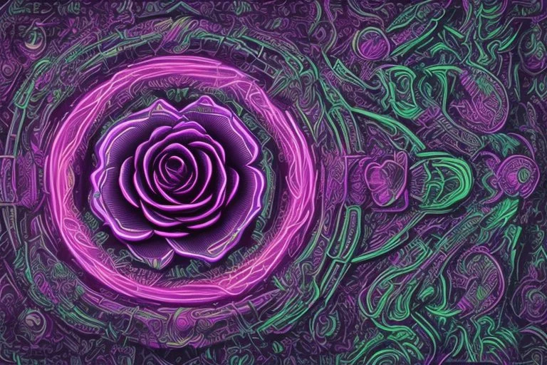 Black light art, neon rose