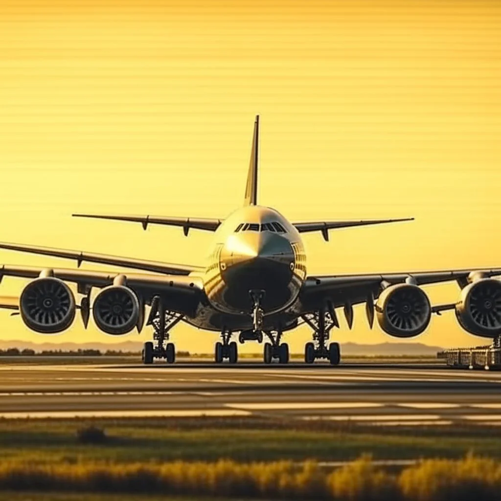 A picture of a plane about to take off from the ground, and the picture was taken from the side of the plane, 4K