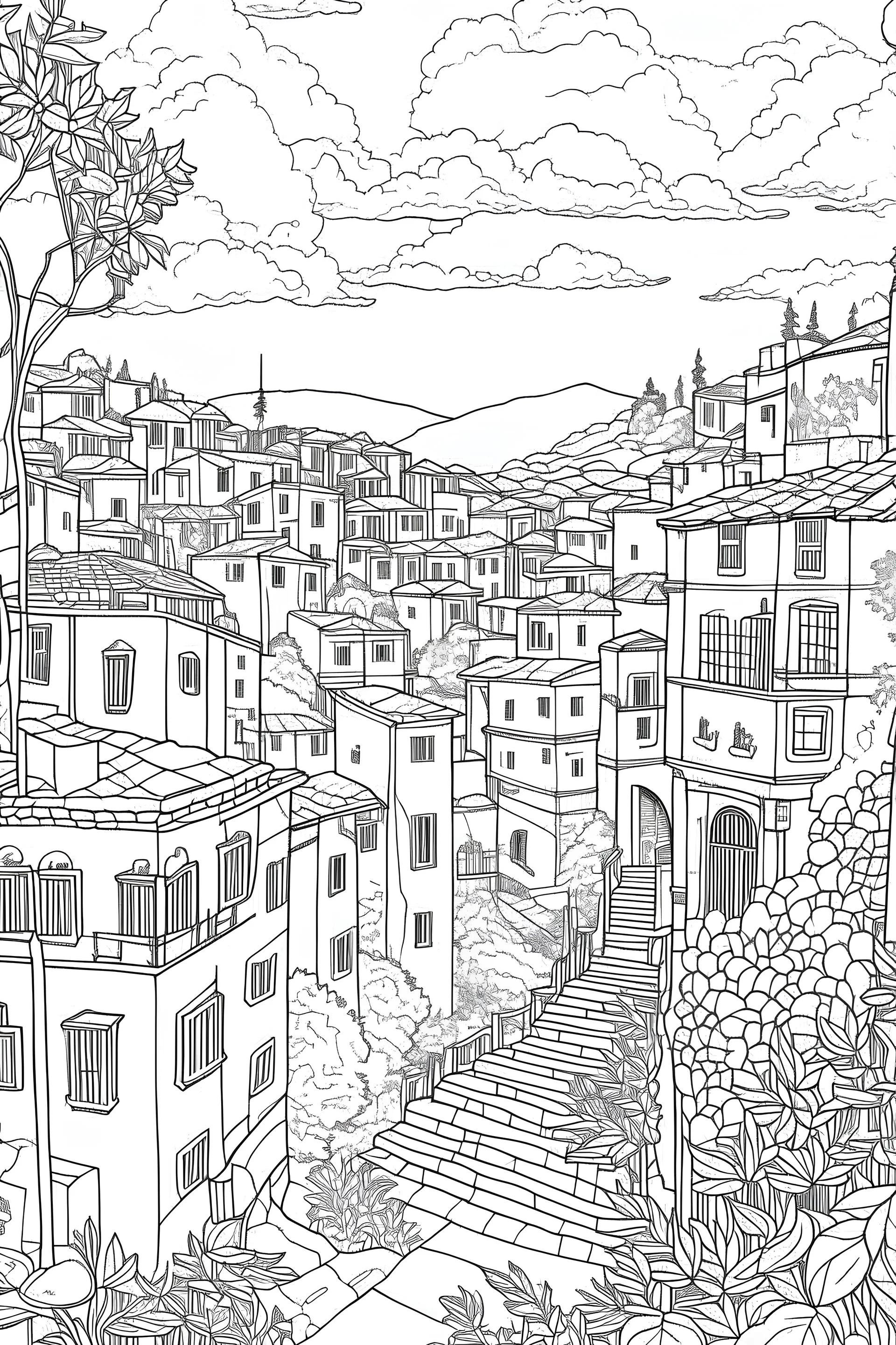 Coloring book page of Deit el Qamar Lebanon