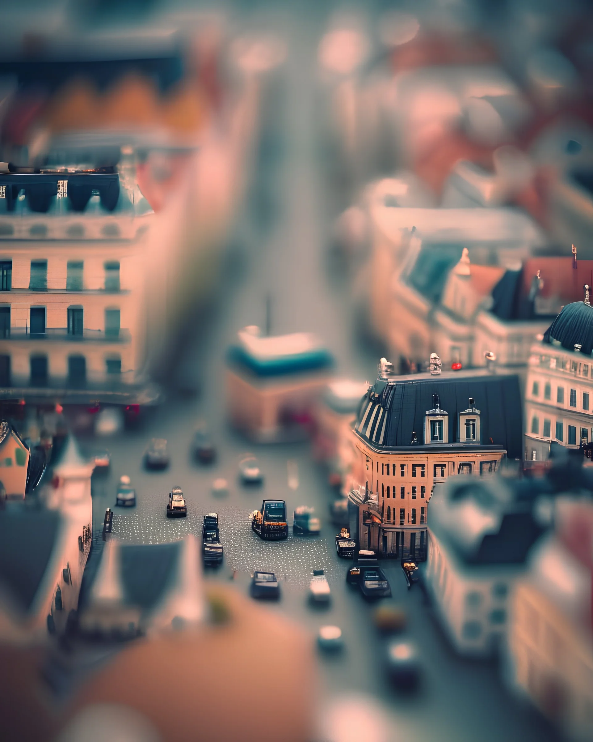 Tilt-shift photography of a cute city