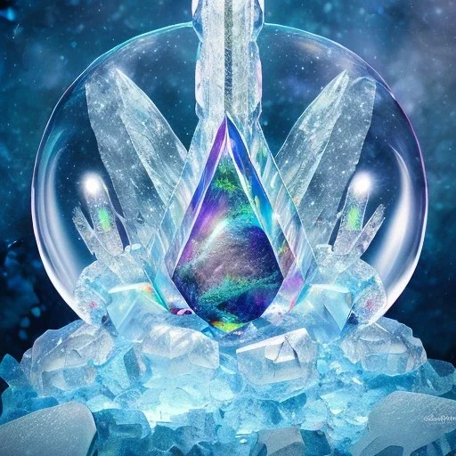 cristal angelic castle crystalline, beau , cosmic, opalescent, opalescent, gemstones, crystals, object, other worldly,water, rock, moss,bright, ice background, neige etang bleu