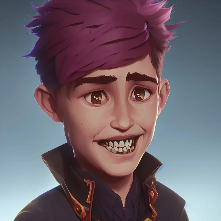 Portrait of a little happy handsome warlock kid by Nick Harris