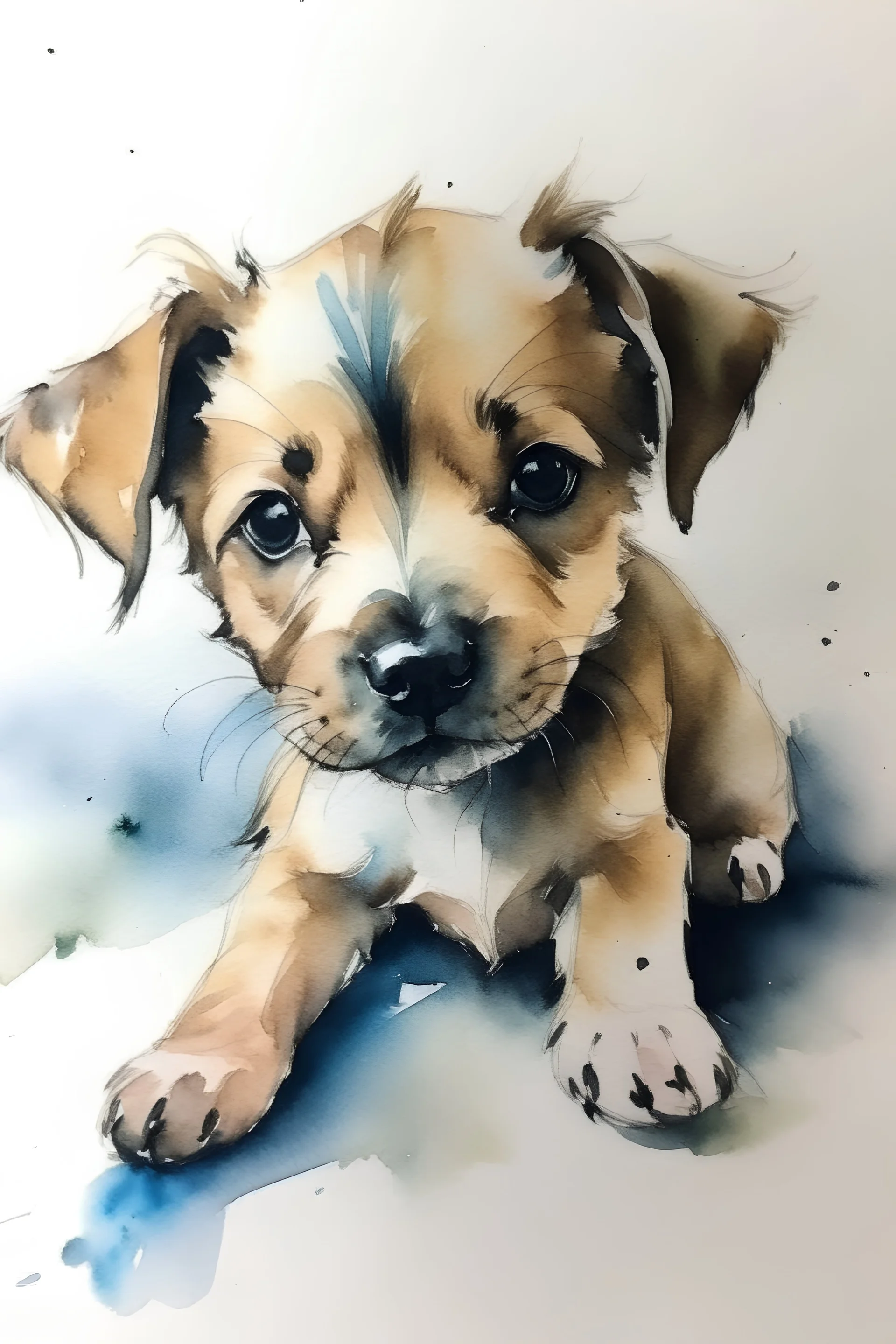 puppy sketch watercolour