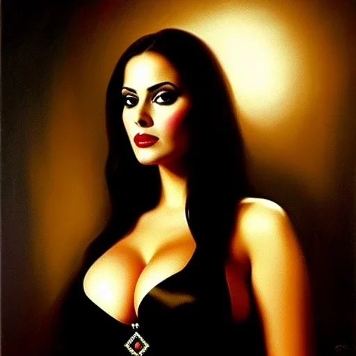 portrait of beautiful busty Clara de Noche painting by Brom , oil on canvas, cinematic composition, extreme detail,fit full head inside picture