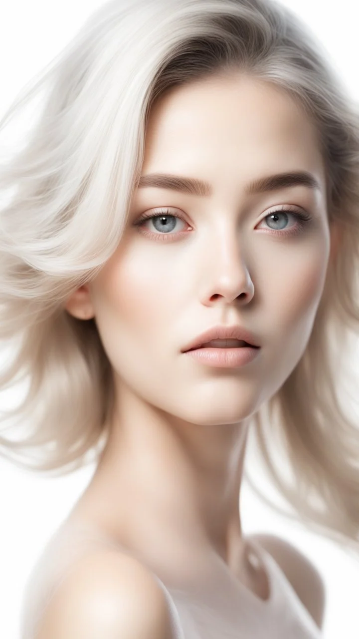 design of a beautiful girl , soft skin, , sharpen image, white background