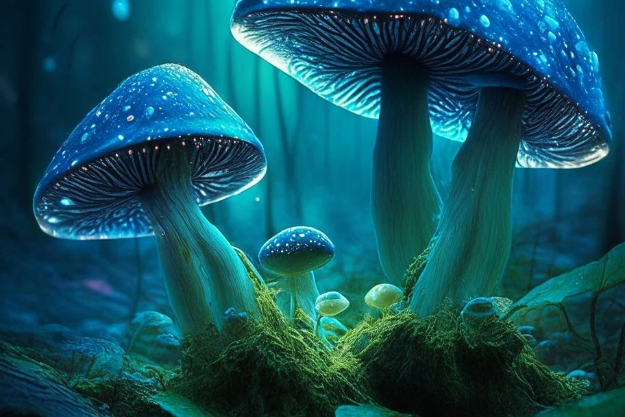 prompt 26: Enchanted forest mushrooms::1 luminous caps, mystical glen, fairy realm, macro fantasy, nature::0.9 magical, mushrooms, forest, enchanting, fantasy::0.7-ar 16:9 --v 5.2 --s 250