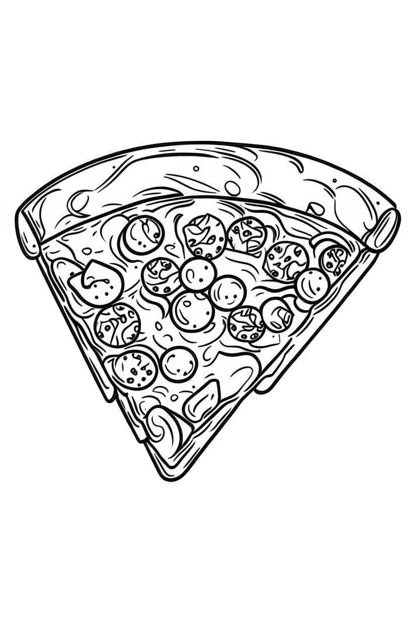 one slice of pizza minimalistic, line art, background, vector, svg, coloring page, black outline on white background