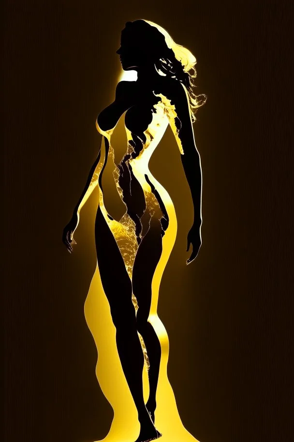 Gold silhouette of female body