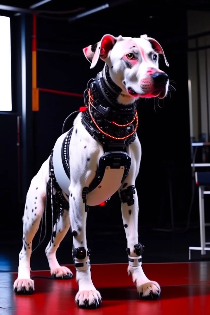 The chien cyborg aboie dance un studio de radio