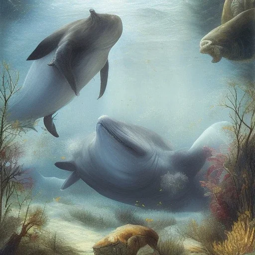 whale, bigger glass manet, light rays in water, sea lion