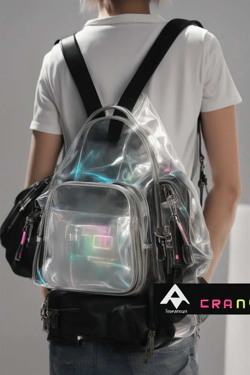 back pack, transparent, sci fi, punk, color, neon