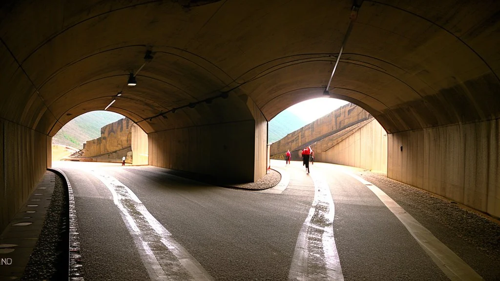 inside the underground vaulted tunnel in the mountain