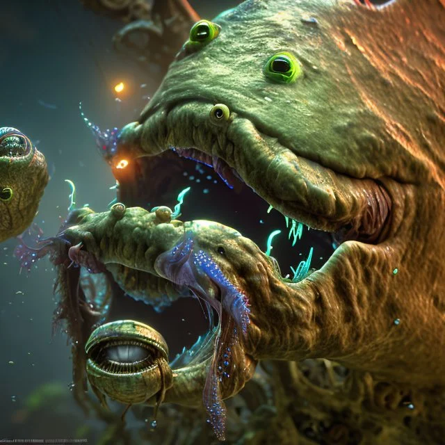 fluid ink angler fish creature, unreal engine 5, 8k resolution, photorealistic, ultra detailed