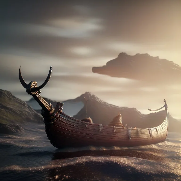 viking ship, 4k, 8k, highly detailed, cinematic, ultra photorealistic, ultra realistic, volumetric lighting