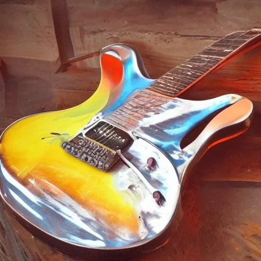 50'S ELECTRIC GUITAR ROCKABILLY HOTROD SPACESHIP FLAMES