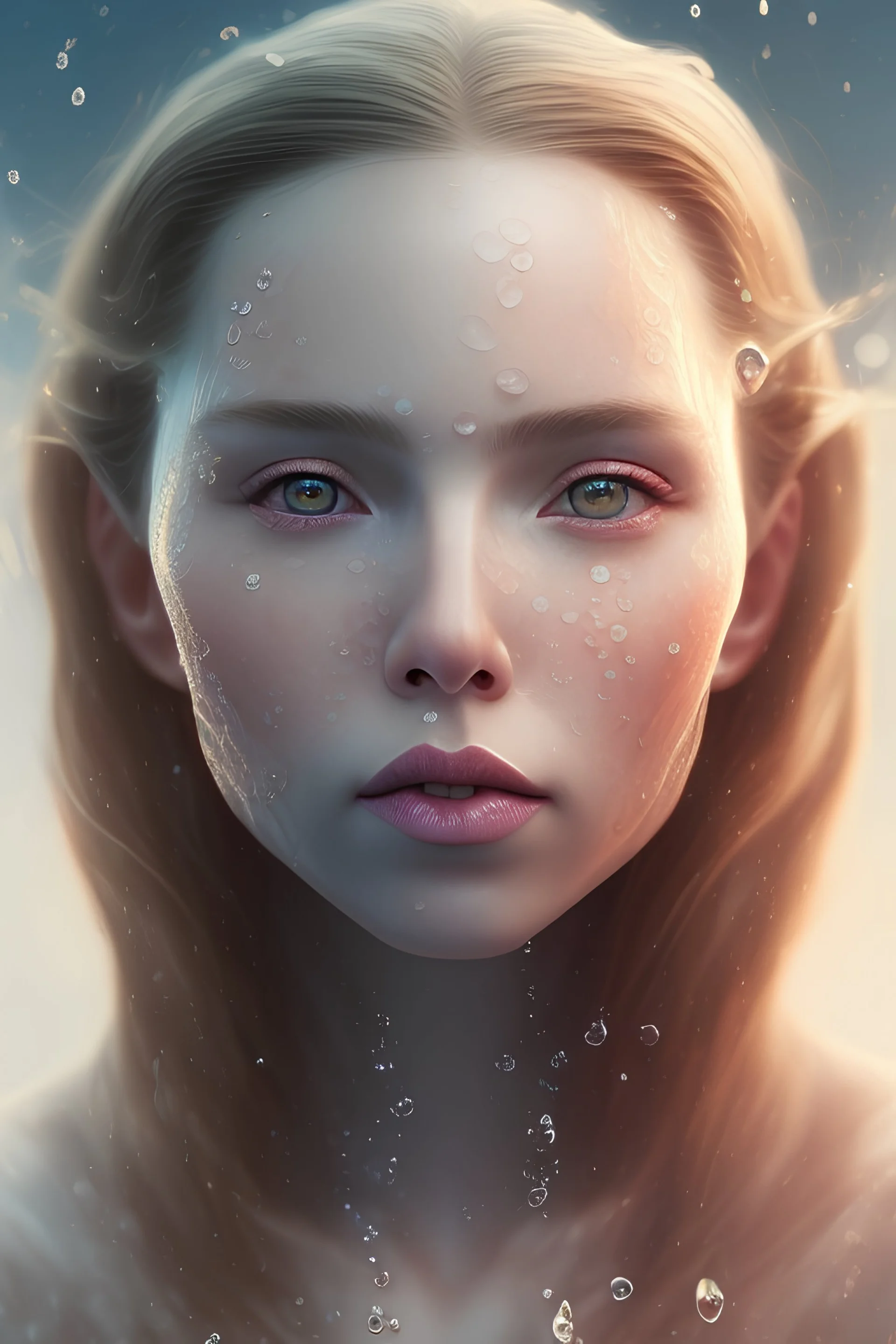 Portrait of {Scarlet Witch} with {Blonde} hair and with cute face, {Water}, perfect composition, hyperrealistic, super detailed, 8k, high quality, trending art, trending on artstation, sharp focus, studio photo, intricate details, highly detailed, by greg rutkowski