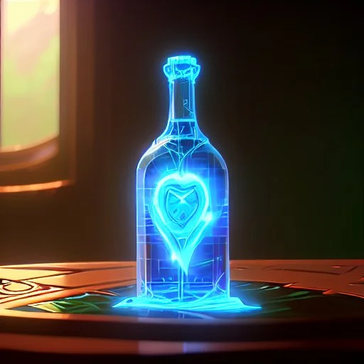 A digital message in a glass bottle. The message is the creation of artificial intelligence.