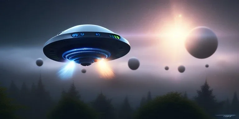 extra-terrestrial, 8K, photo realistic, highly detailed, lught ufo, light colors