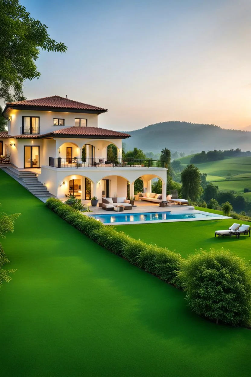 luxury villa in beautiful green land country side