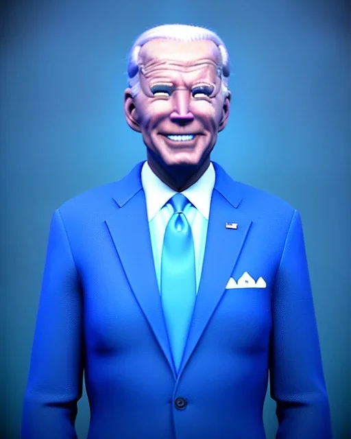 Waist up Portrait, joe Biden as muppet Blue suit retro style, photo studio, city background, unreal engine 5, concept art, art station, god lights, ray tracing, RTX, lumen lighting, ultra detail, volumetric lighting, 3d.