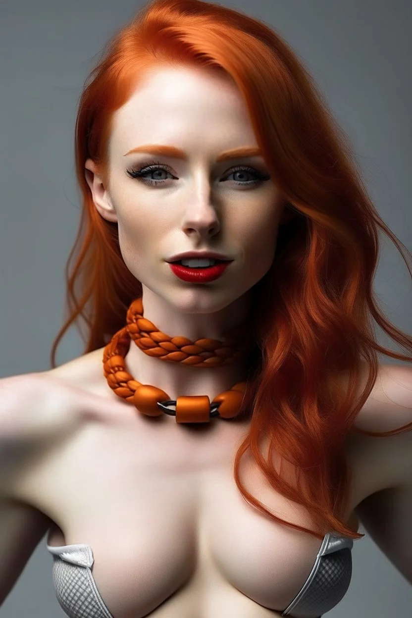 A redhead girl gagged with sculpted abs