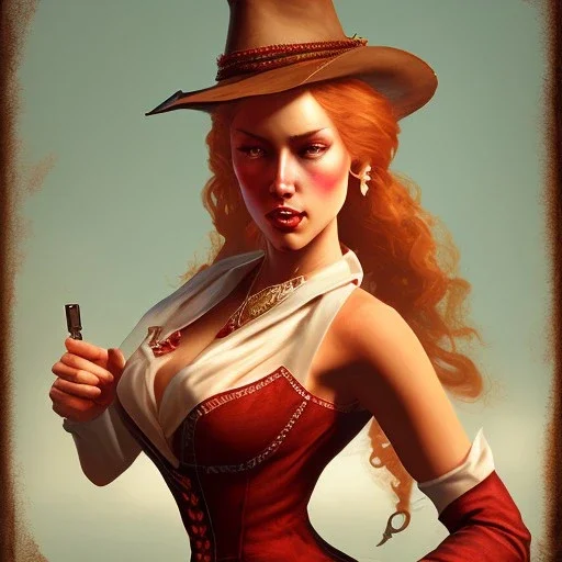 a Portrait of west Can-Can dancer girl character as a red dead redemption game character.