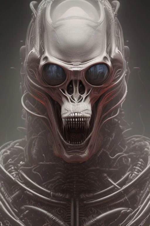 evil berserker, alien, tron, 8k, finely detailed, photo realistic, gothic, hr giger