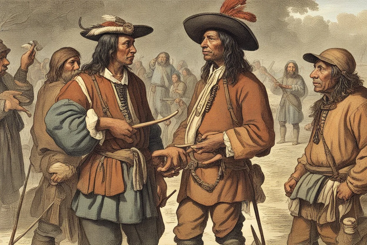 autochtones talking to english colonisers 1669