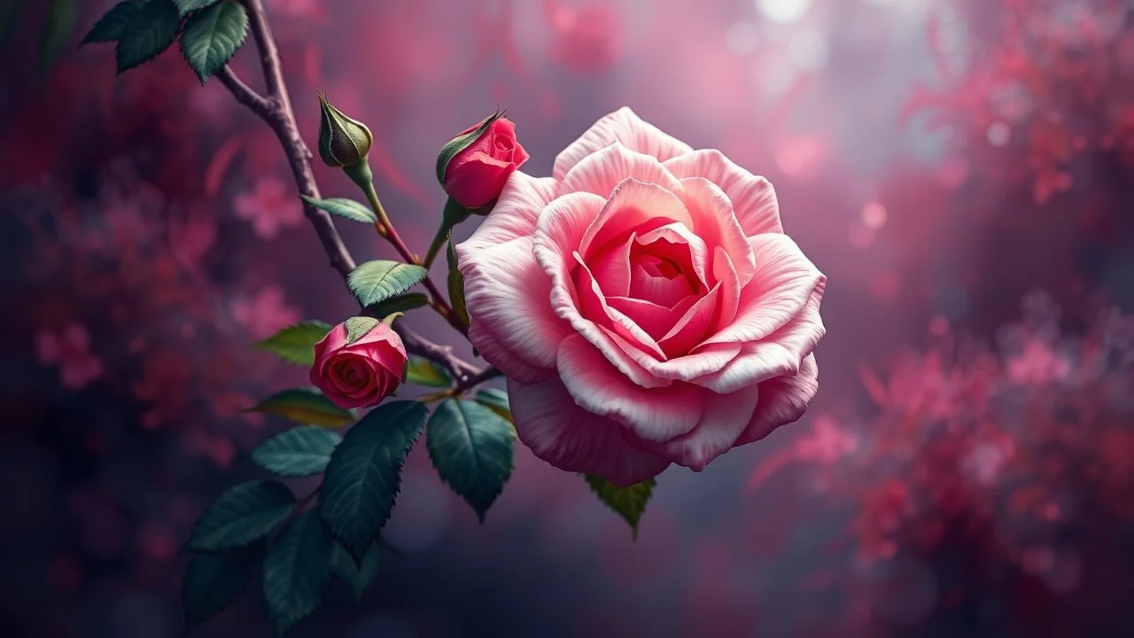 Climbing rose, background. Majestic, Gorgeous, epic, beautiful. Realistic. Digital oil painting art, vibrant colors, high quality, digital painting in 24 colors, vivid colors. Masterpiece, perfect composition. Clear image. Centered image. Ultra HD. 64K. Art by Willem Haenraets.